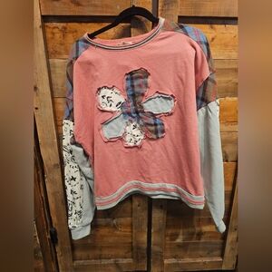 Easel LA Patchwork Long Sleeve Top Small